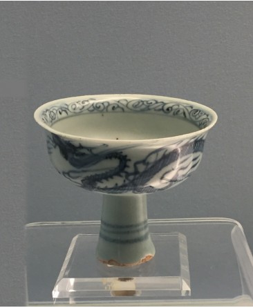元代青花龙纹高足杯—上海博物馆收藏